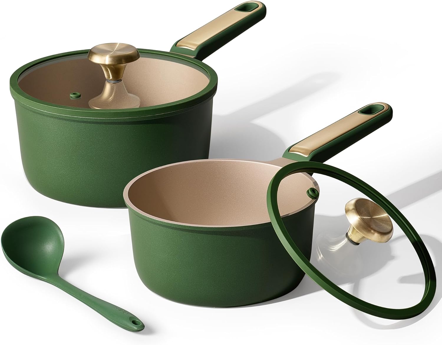 CAROTE 2QT and 2.5QT Sauce Pan Set with Lid and Ladle on Amazon
