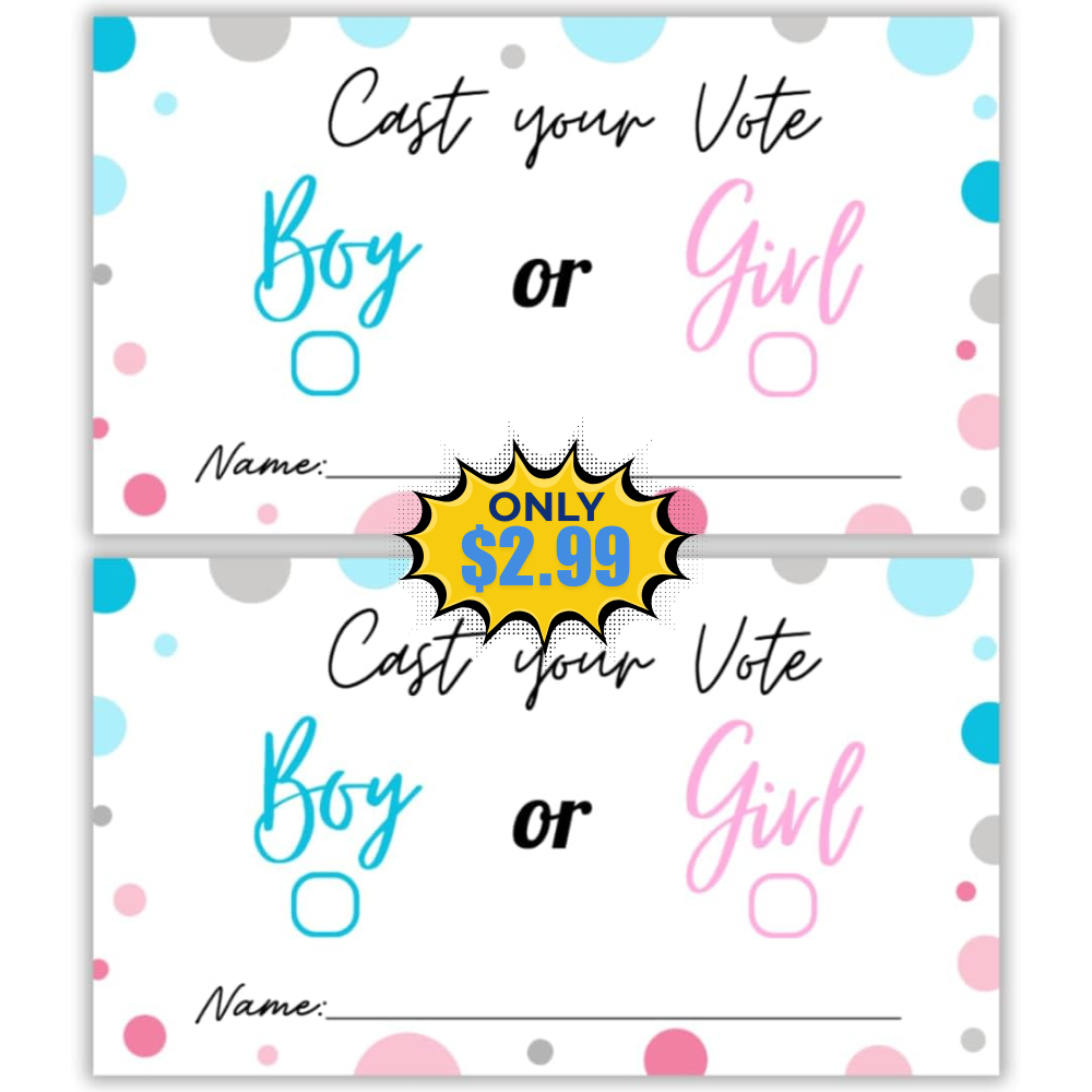 LEES A.M. Gender Reveal Party Voting Cards Deal: Save 25%
