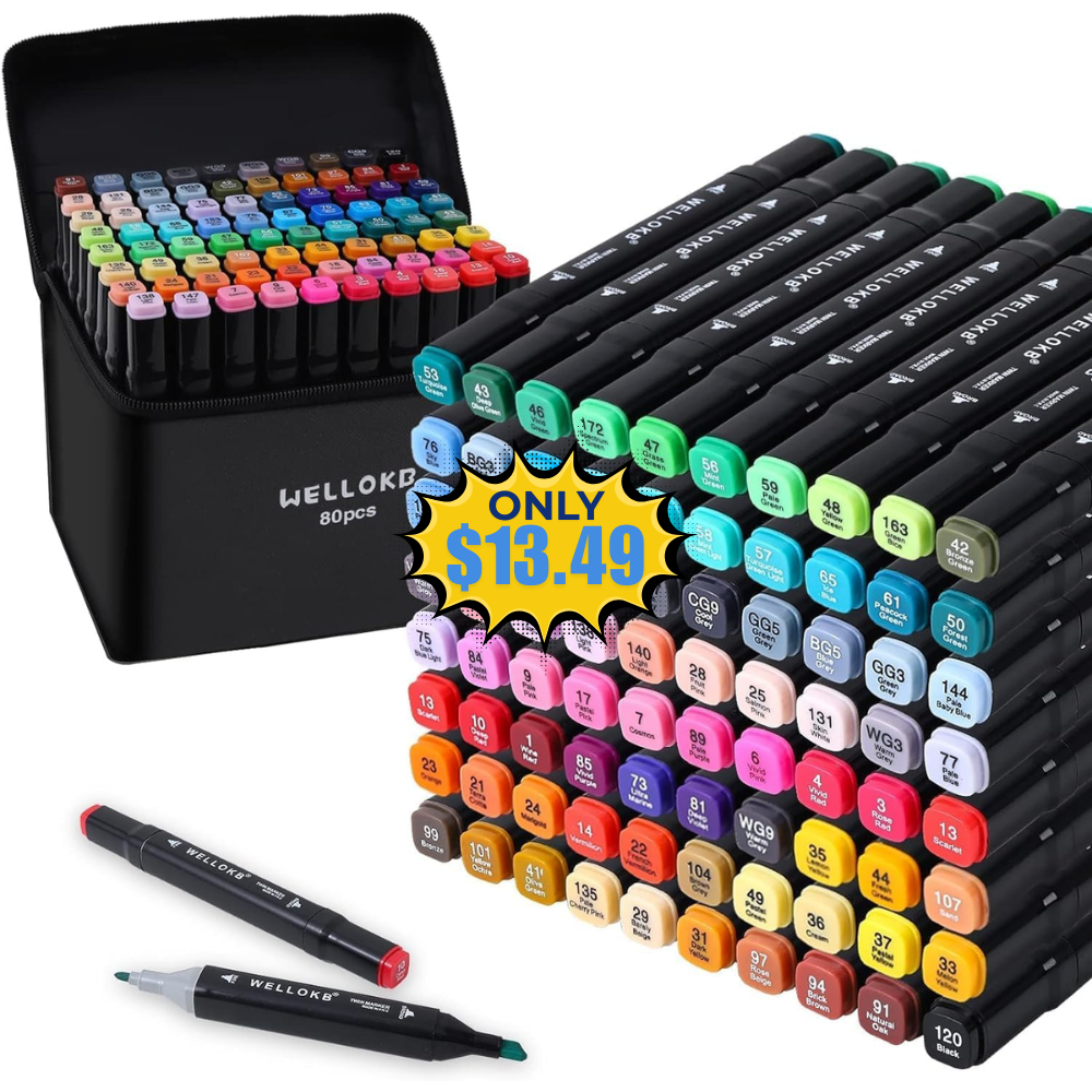 WELLOKB 80 Colors Alcohol Markers Deal: Save 13%