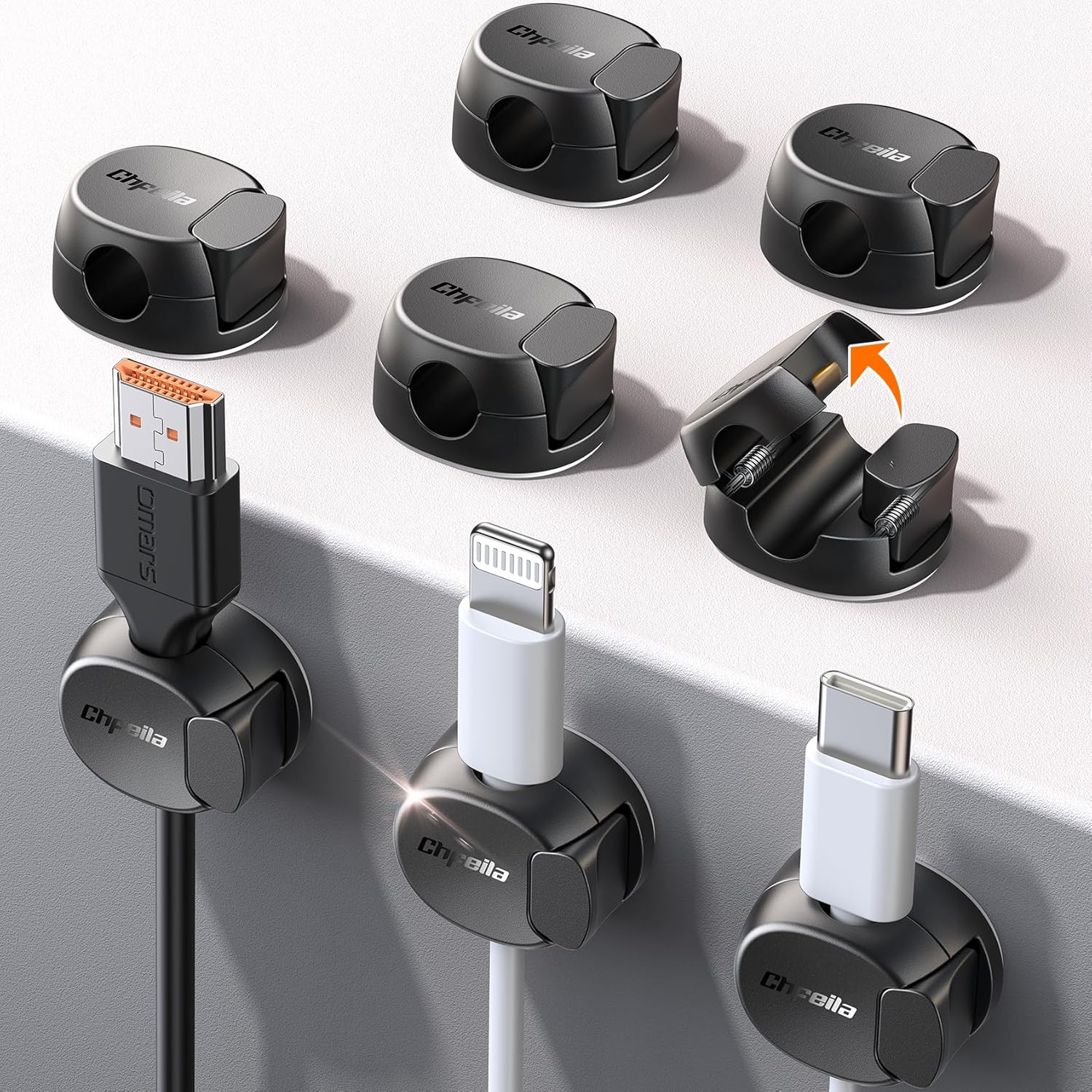 Chfeila 8-Pack Cable Clips with dual spring and clasp design on Amazon