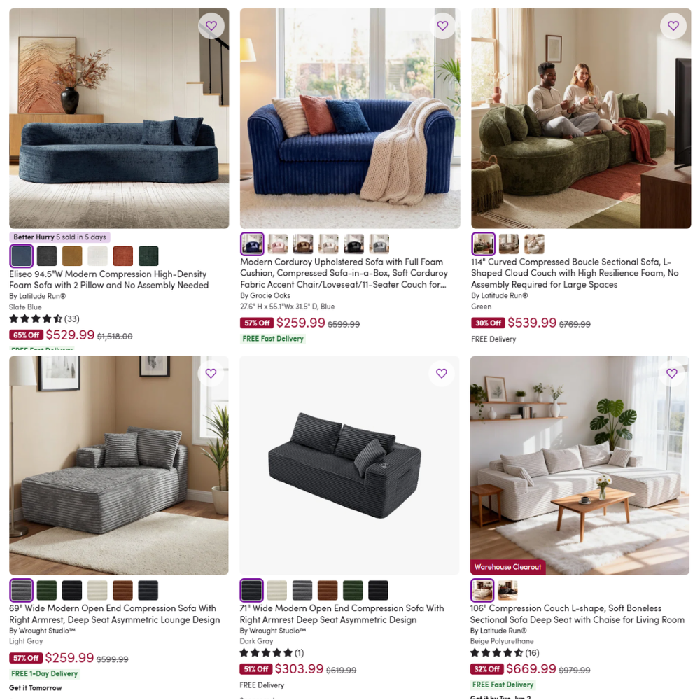 Boneless Sofas Sale: Up to 60% Off at Wayfair