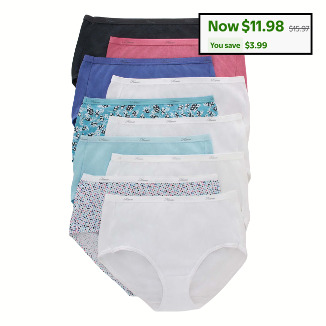 10-Pack Full-Coverage Brief Panties Deal at Walmart: Save $3.99