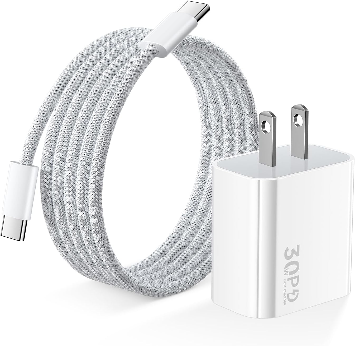 30W USB C Wall Charger with 6FT cable for iPhone 16 Samsung S25 iPad Pro on Amazon