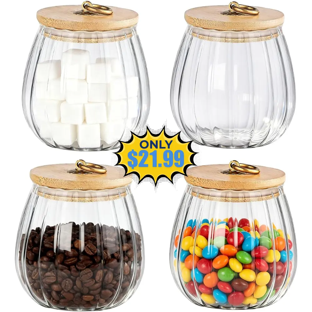Frcctre 4 Pack 25 FL OZ Glass Storage Jars Deal: Save 8%