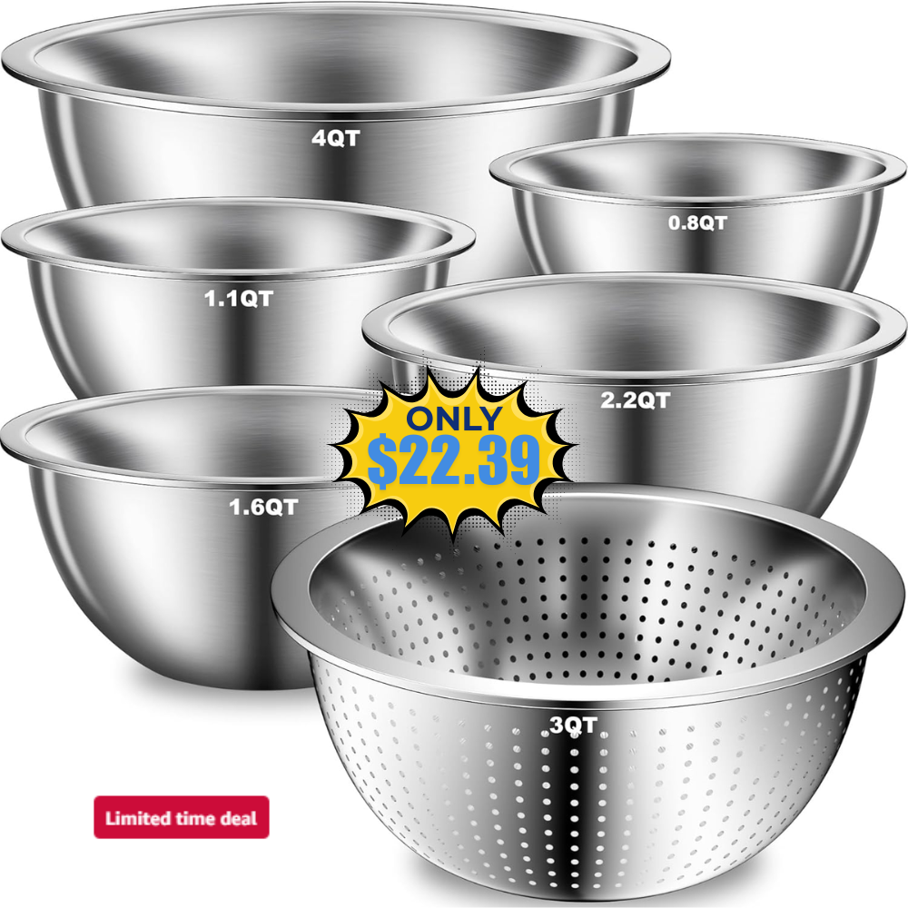 Stainless Steel Mixing Bowls Set of 5 Deal: Save 32%