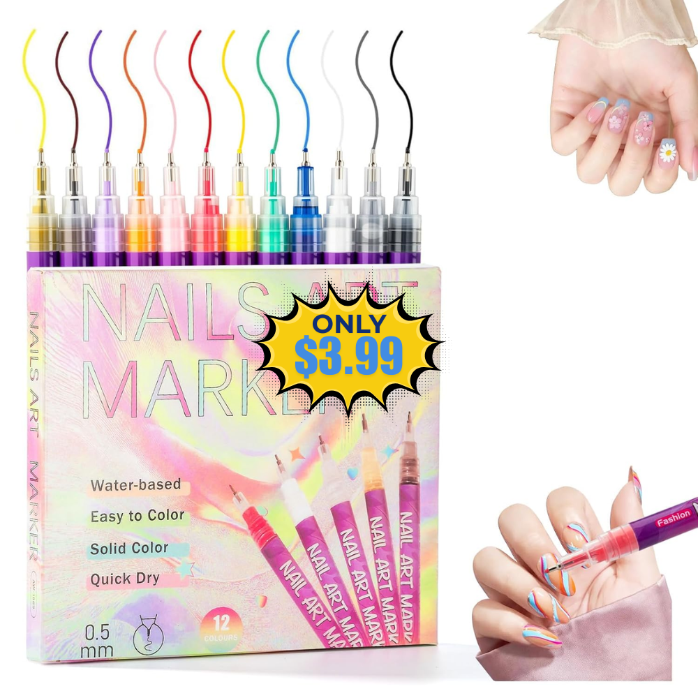12 Colors Nail Art Marker Pens Set Deal: Save 11%