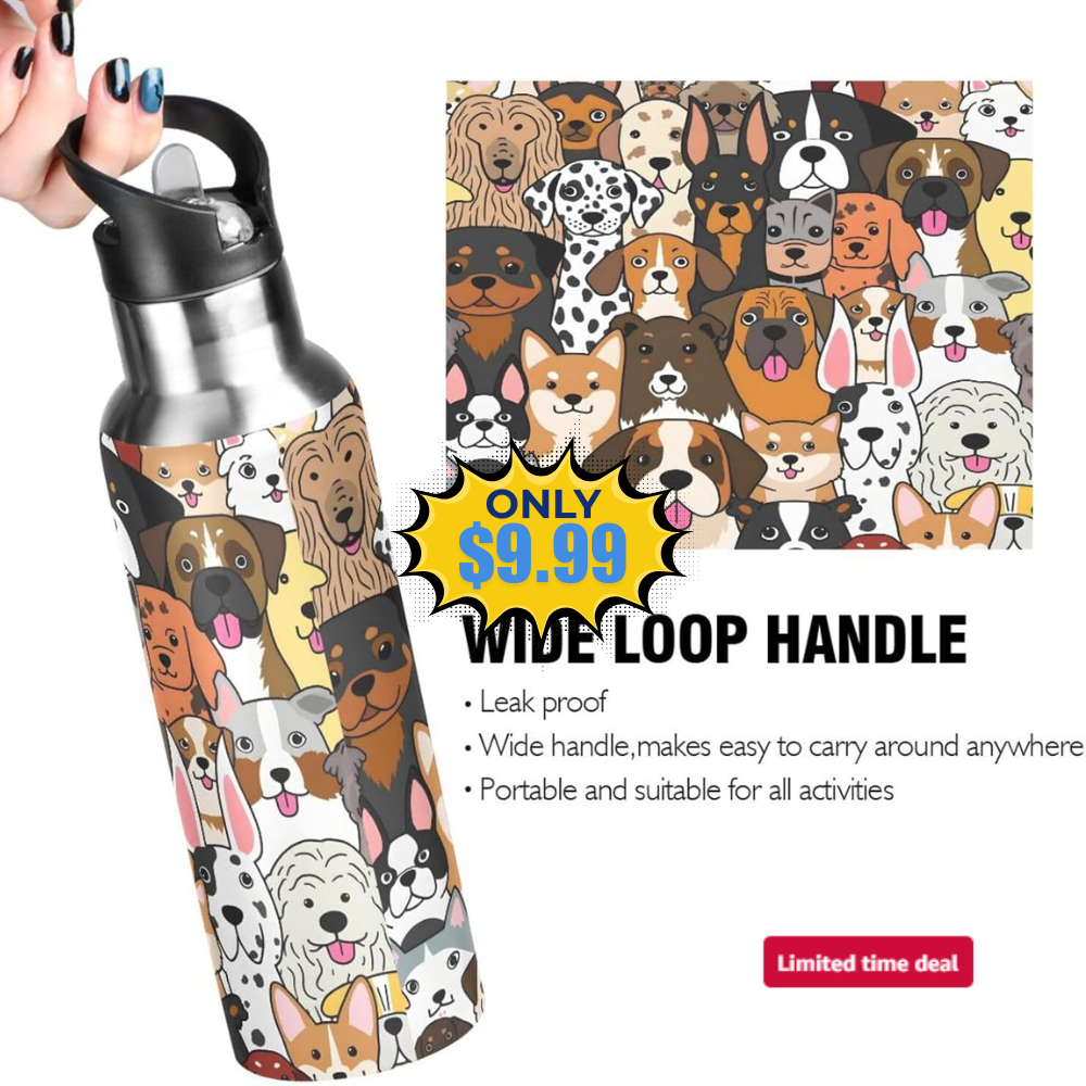 Cute Dog Animal Water Bottle 20 Oz Sale: Save 50%