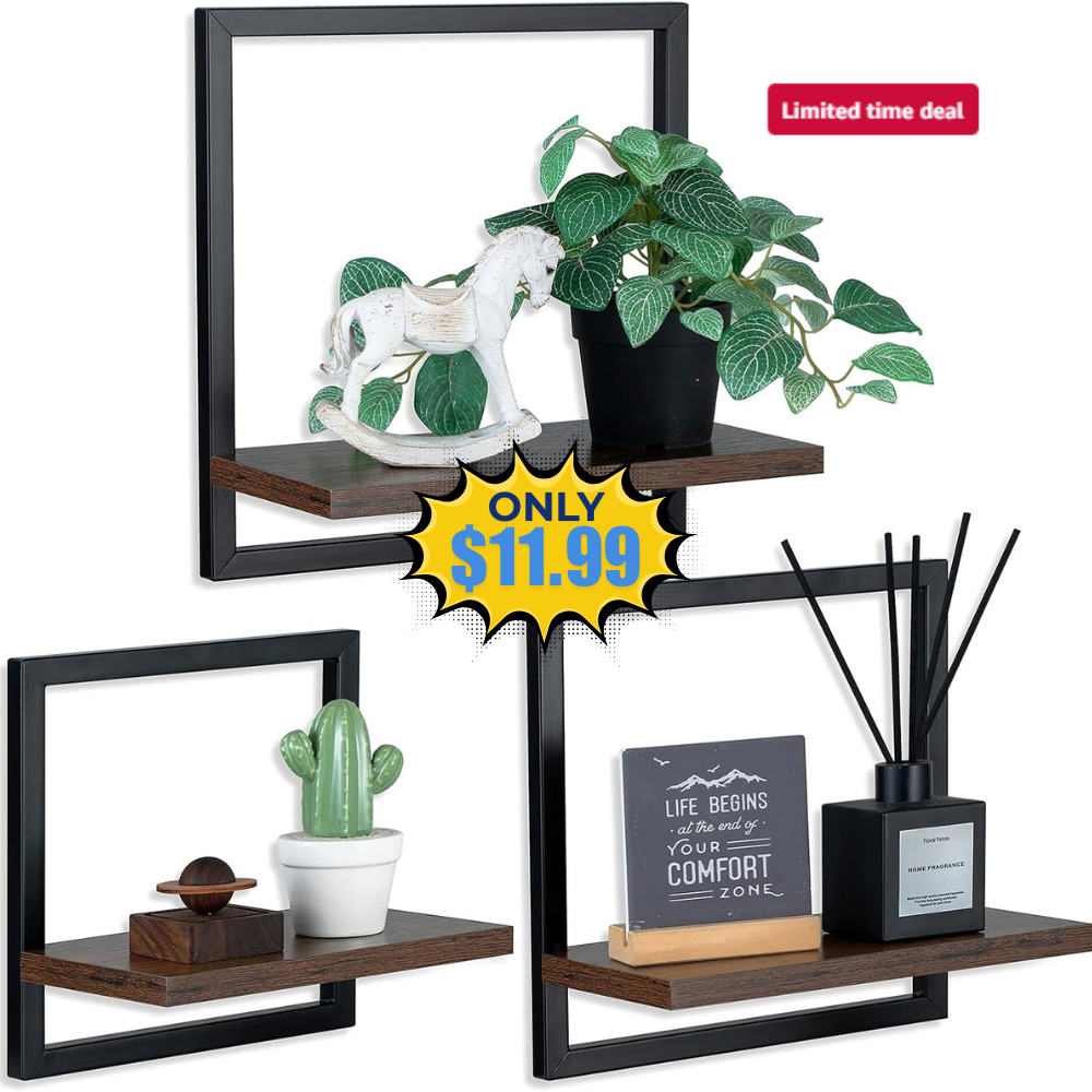 Set of 3 Geometric Decorative Floating Shelf Deal: Save 50%