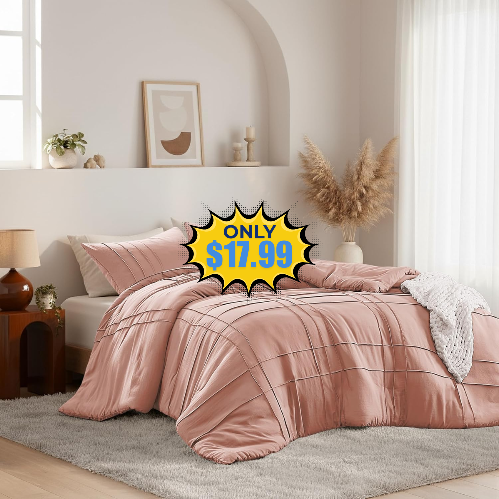King Size Comforter Set Pink, 3 Pieces Deal: Use Promo Code BXE6UWEL