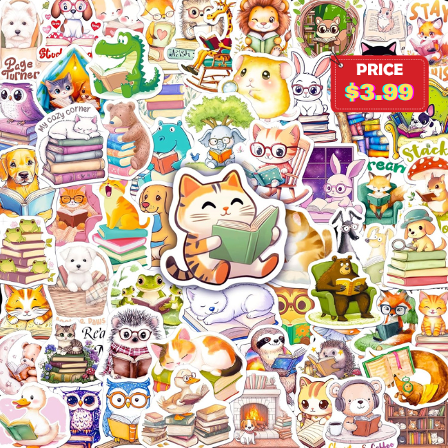 200 Pcs Animal Bookish Stickers Deal
