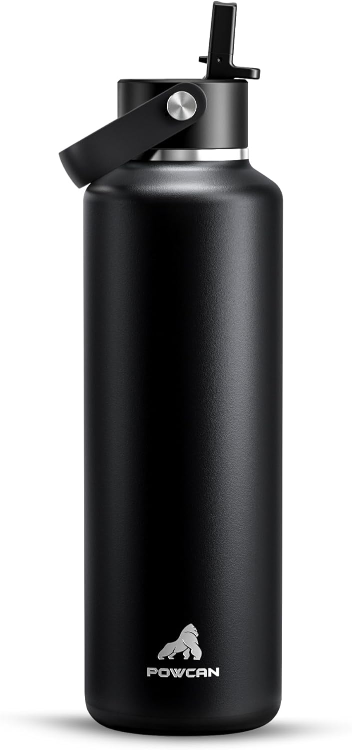 POWCAN 24 oz Slim Insulated Water Bottle in Midnight Black on Amazon