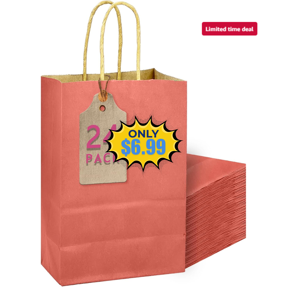 qiqee Rose Red Gift Paper Bag 24Pcs Deal: Save 50%