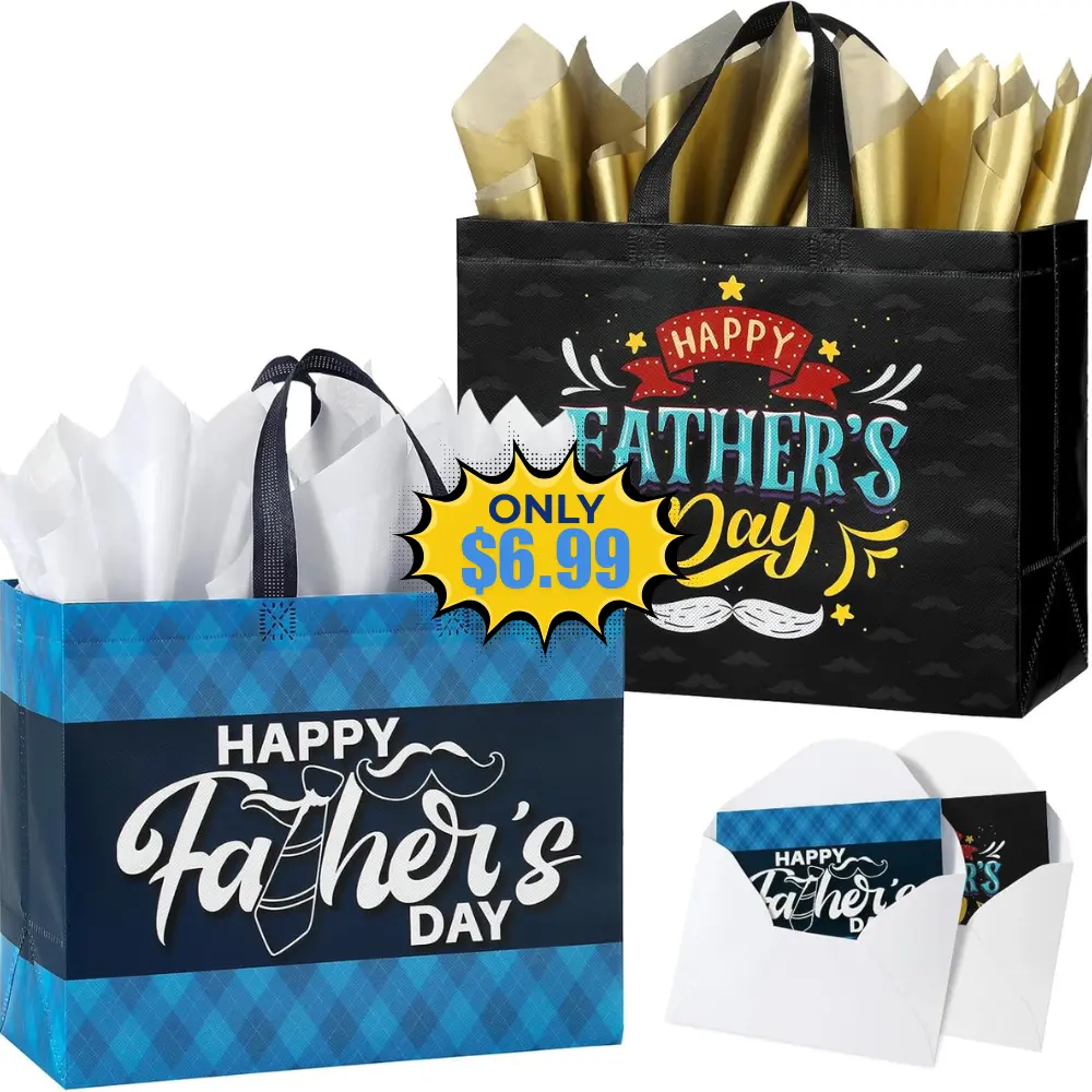 13″ Fathers Day Gift Bag, 2 Pack Deal: Save 30%