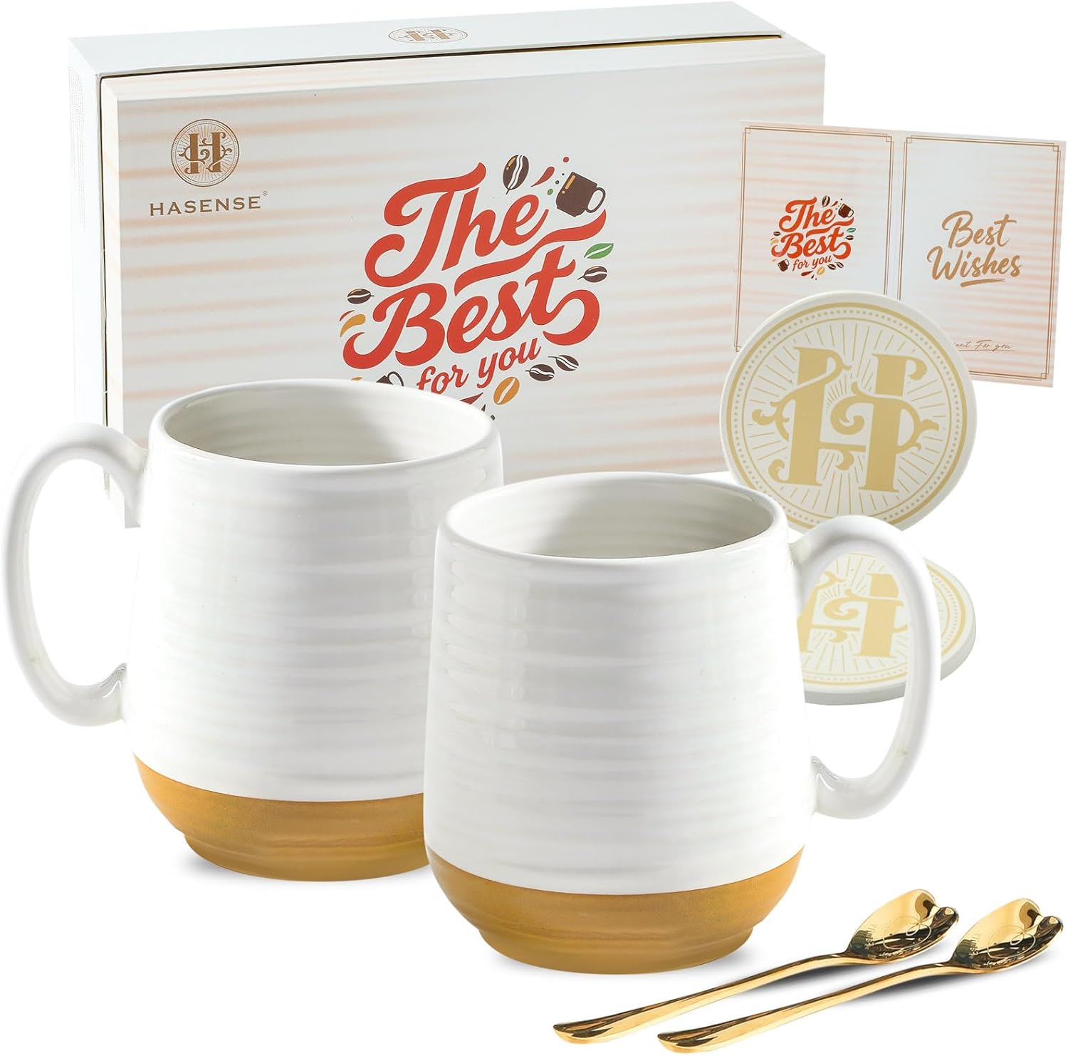HASENSE Coffee Mugs Gift Set, 20oz Ceramic Mugs Set of 2 wit deal at Amazon