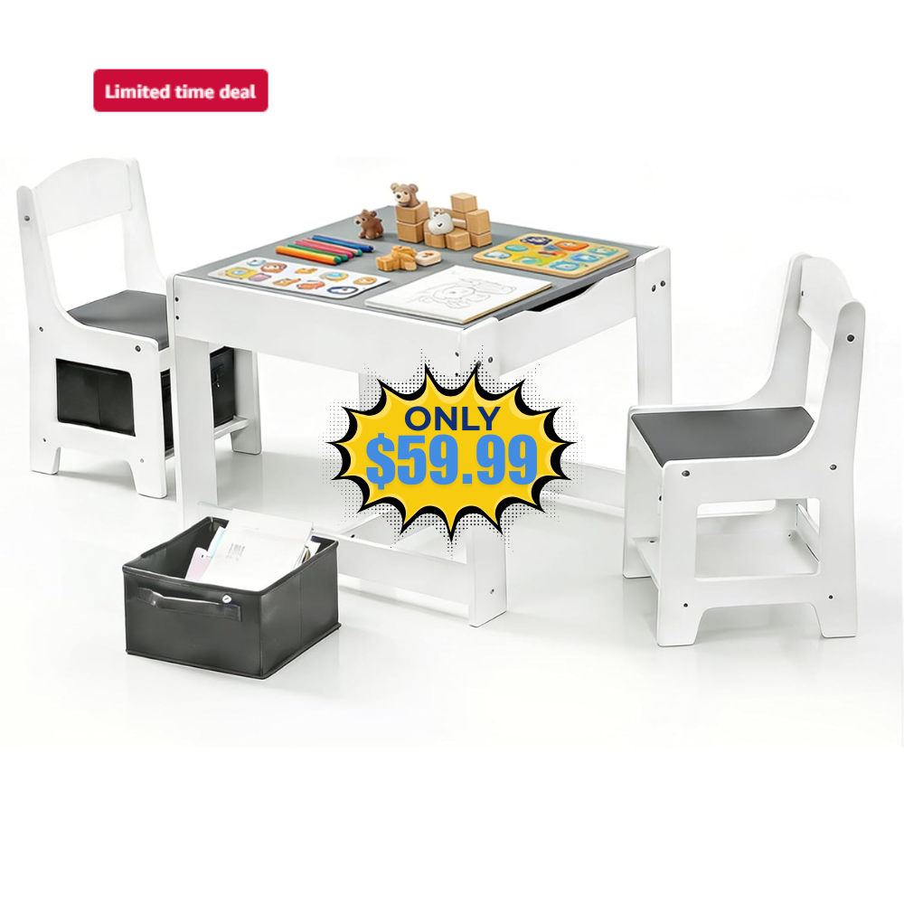 Pterying Wood Toddler Table and Chair Set Deal: Save 14%