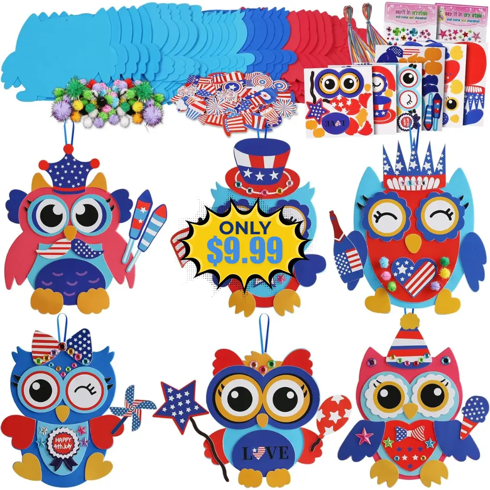 4th of July Patriotic Owl Craft Kits Deal: Save with Promo Code