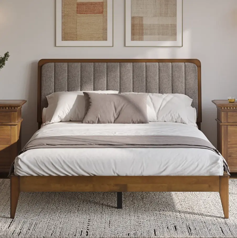 Bethelmie Solid Wood Upholstered Headboard Bed Frame Deal at Wayfair: Save $606…