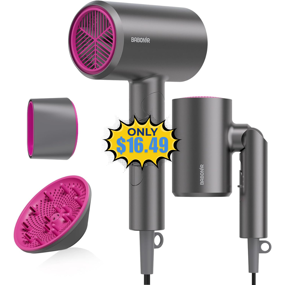 BABONIR Hair Dryer with Diffuser Deal: Save 25%