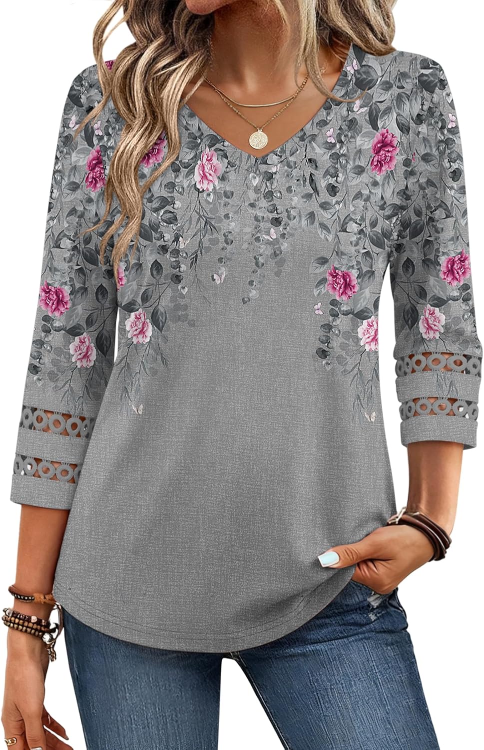 Zeagoo Women's 3/4 Sleeve Boho Blouse on Amazon