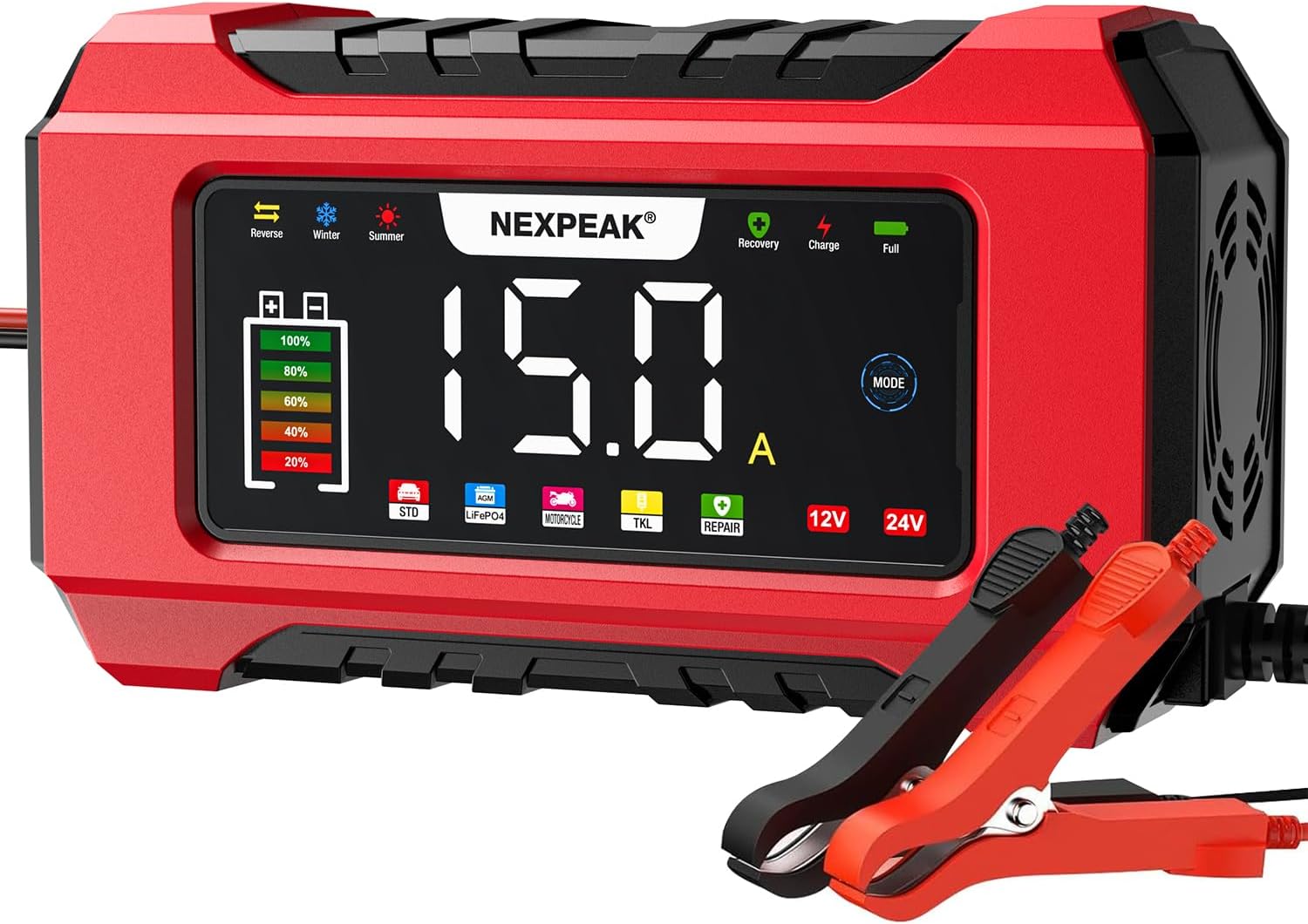 NEXPEAK NC215 15-Amp Battery Charger, 12V 24V LiFePO4 Lead A deal at Amazon