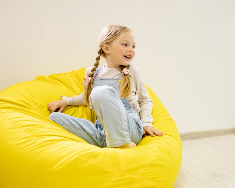 Bean Bag Kids Chair in colorful fabric available at Walmart for $46 shipped