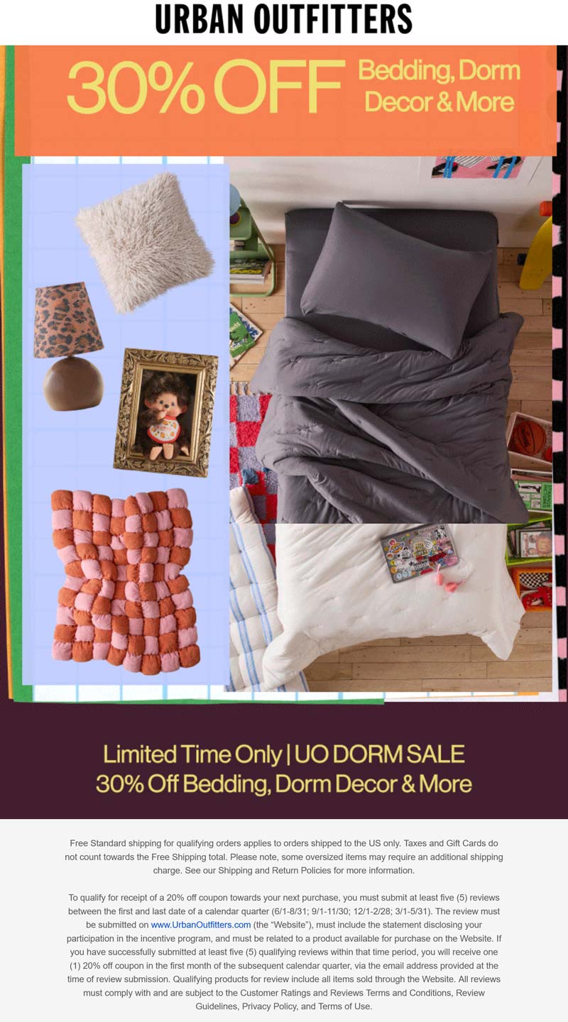 30% off dorm decor Deal at Urban Outfitters