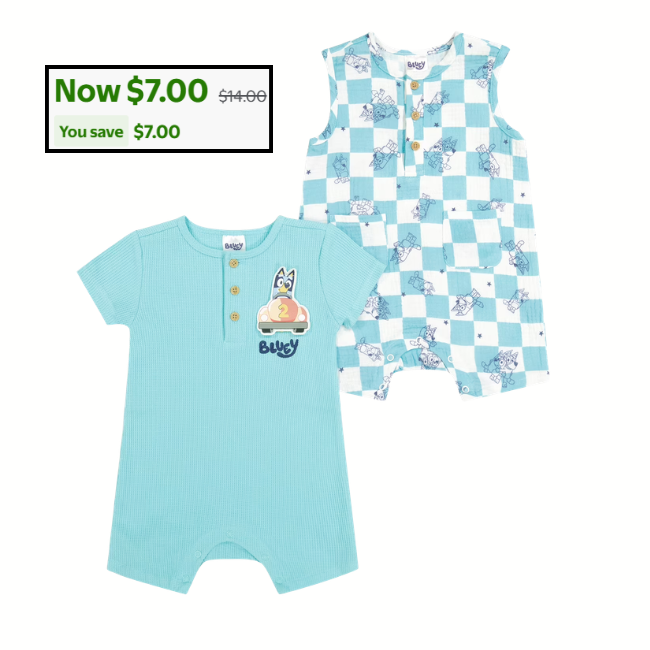 Bluey Baby Boy 2 Pack Rompers Deal: Save $7 at Walmart