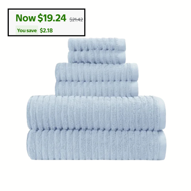 6 Piece Bath Towel Set Deal: Save $11 at Walmart