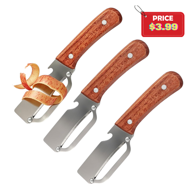3 PCS Peeler with Wooden Handle Deal: Save 50%
