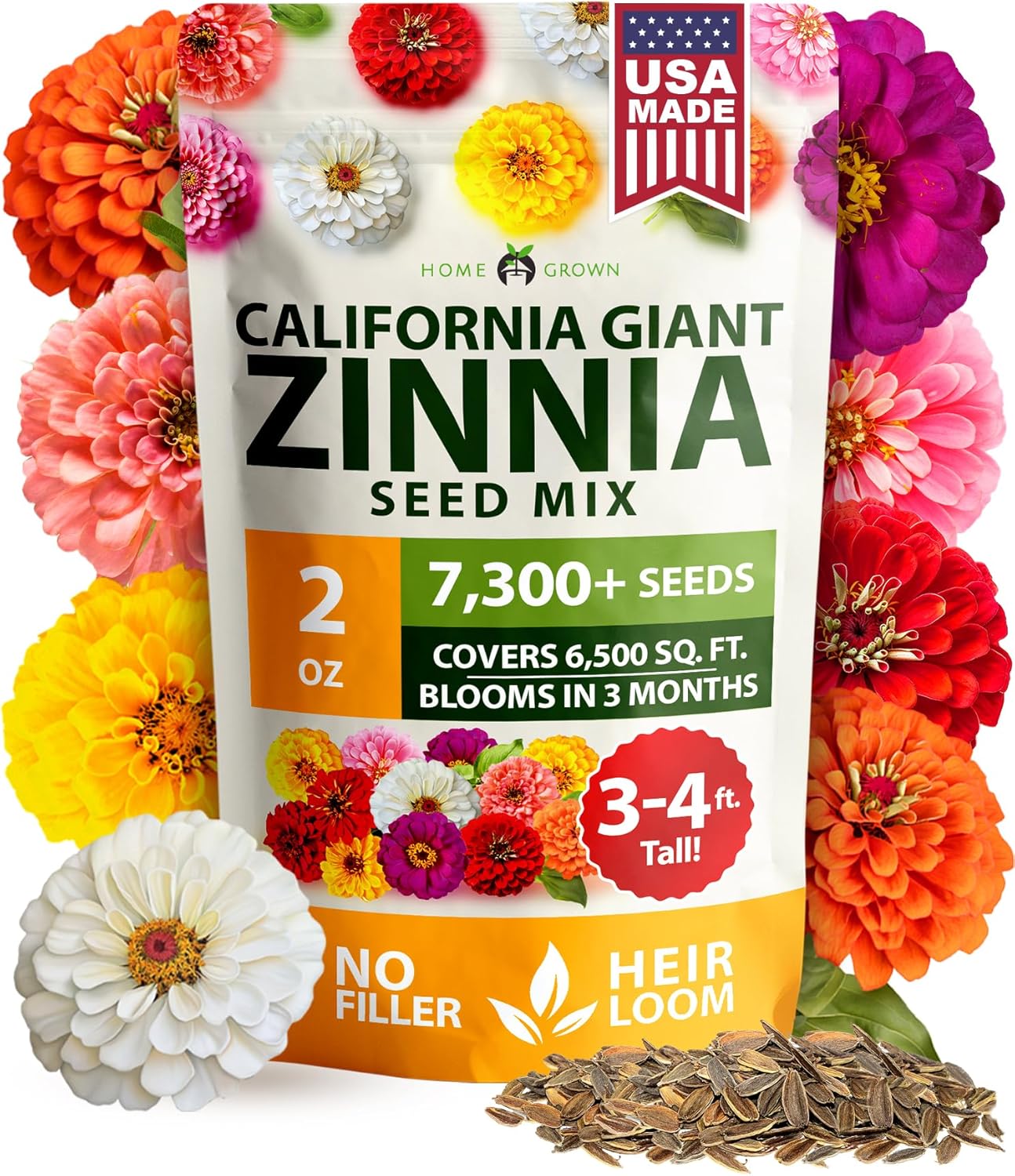 HOME GROWN Zinnia Seed Mix, BOGO Free on Amazon – Only deal at Amazon