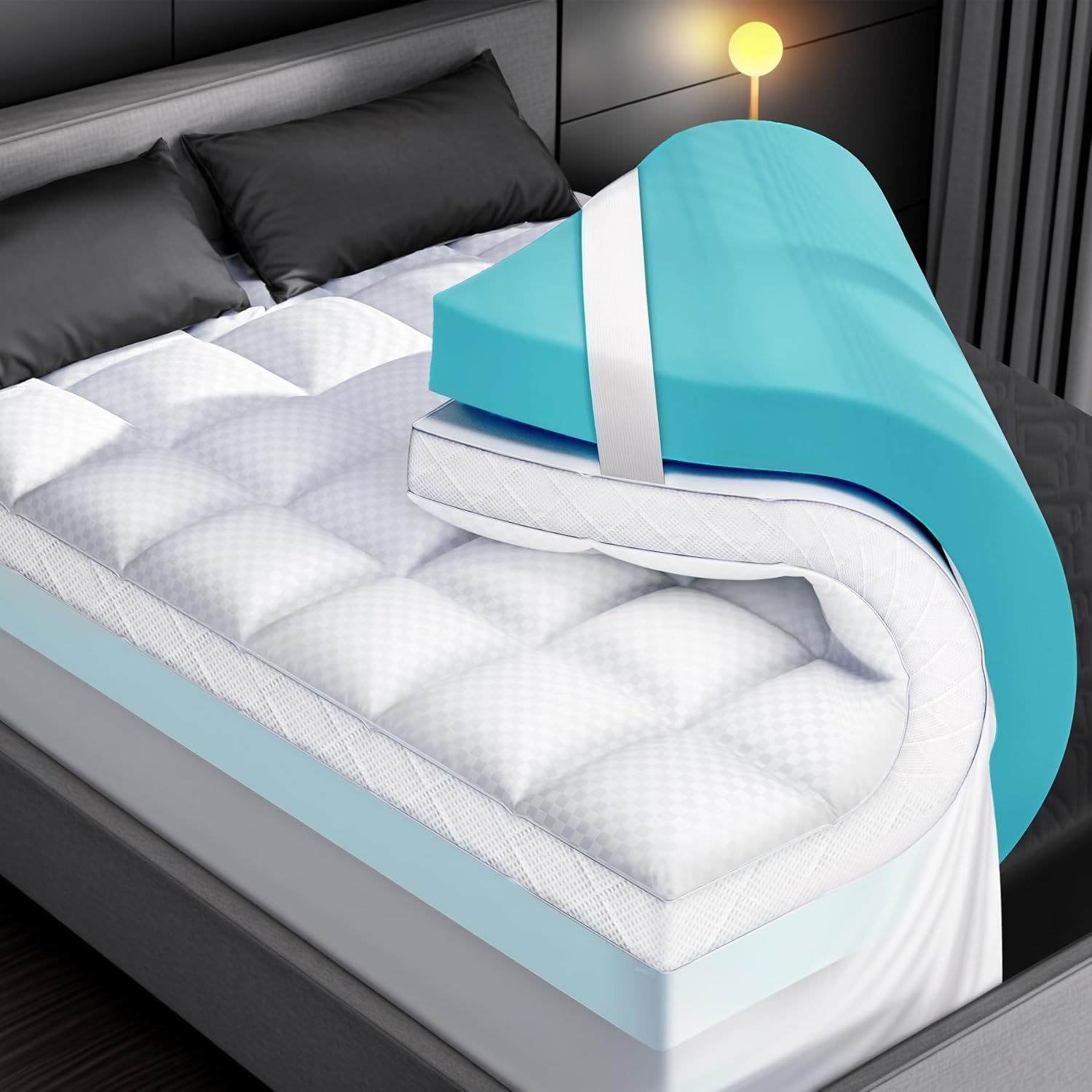 Dual Layer Memory Foam Mattress Topper for Pain Relief with deal at Amazon