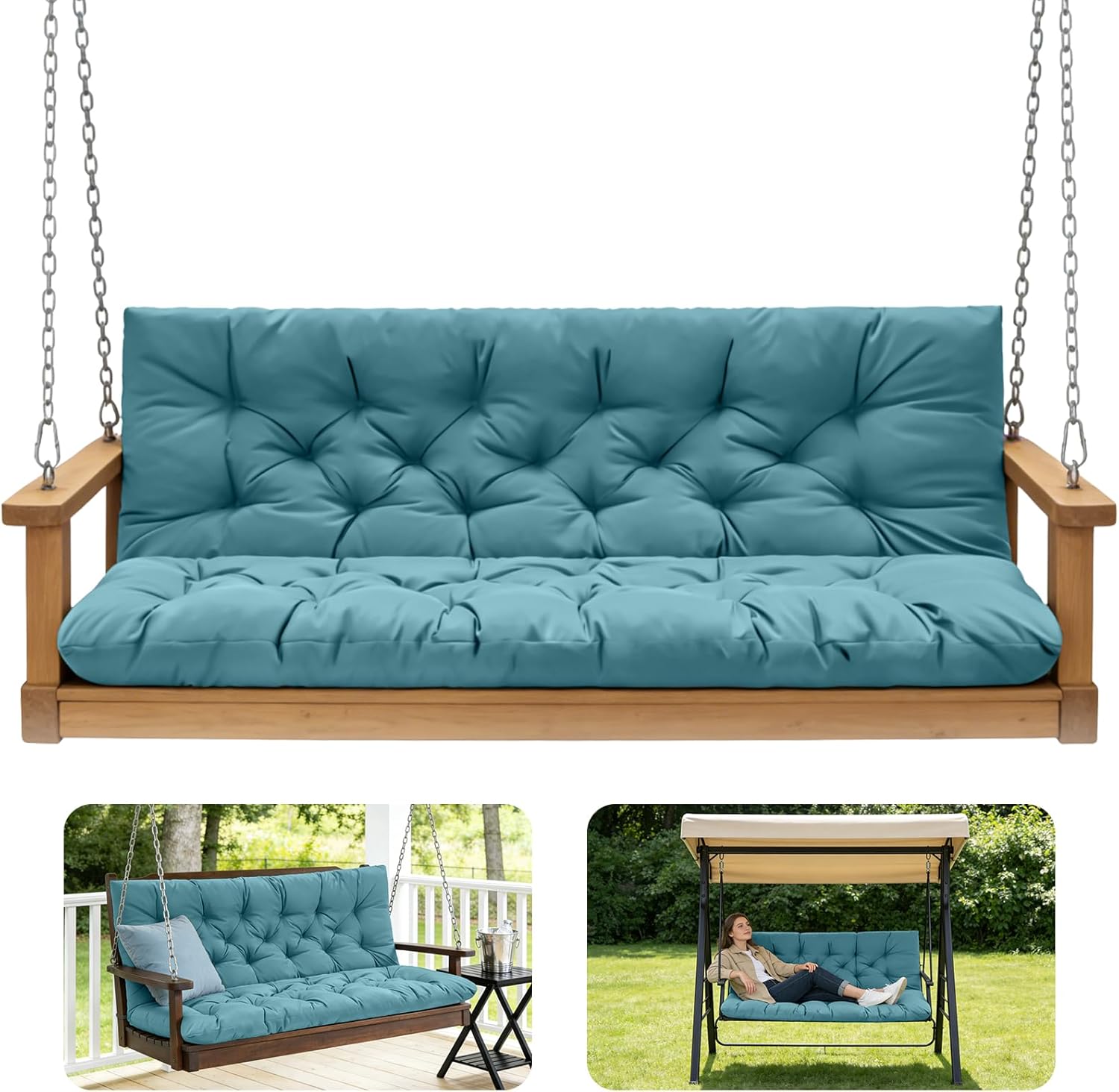 GPQAWER Outdoor Swing Cushions 3 Seater in Lake Blue on Amazon