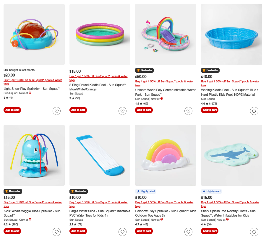 Sun Squad Pools Deal: Buy 1 Get 1 50% Off at Target