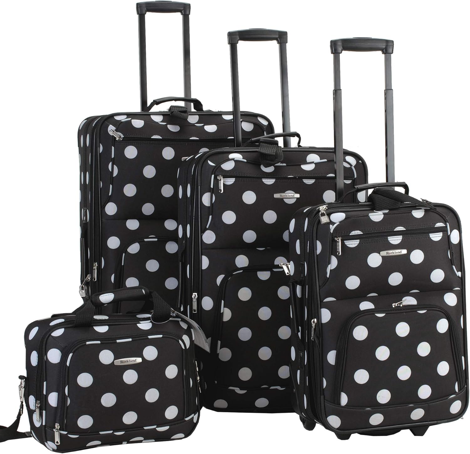 Rockland Polka Softside Upright Luggage Set Only deal at Amazon