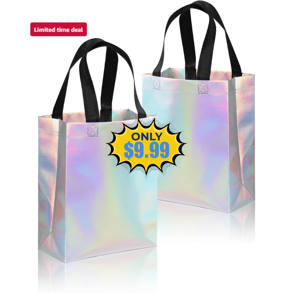 12 Pack Iridescent Reusable Gift Bags Deal: Save 41%