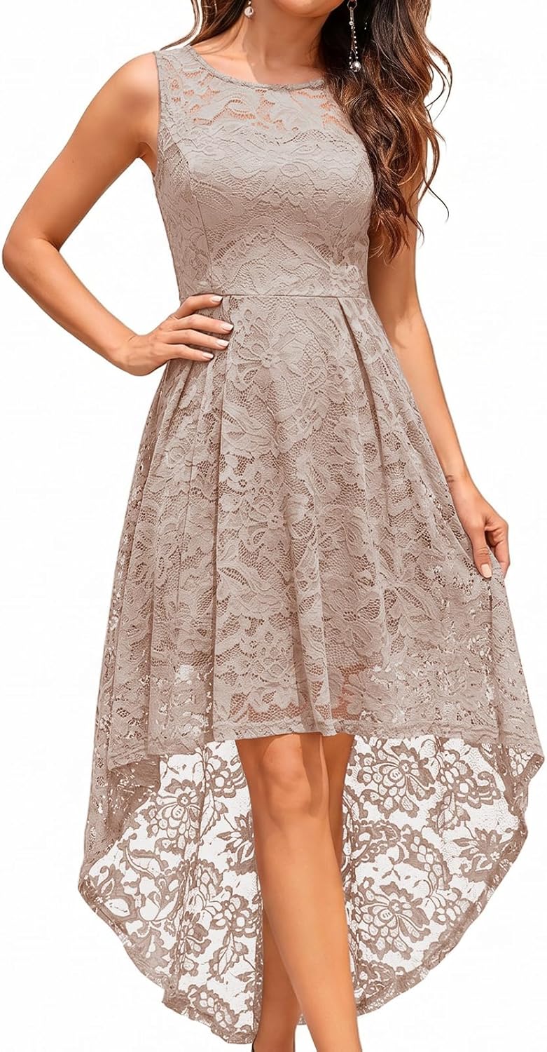 MUADRESS Vintage Bridesmaid Dress Tank Strap Floral Lace Hi- deal at Amazon