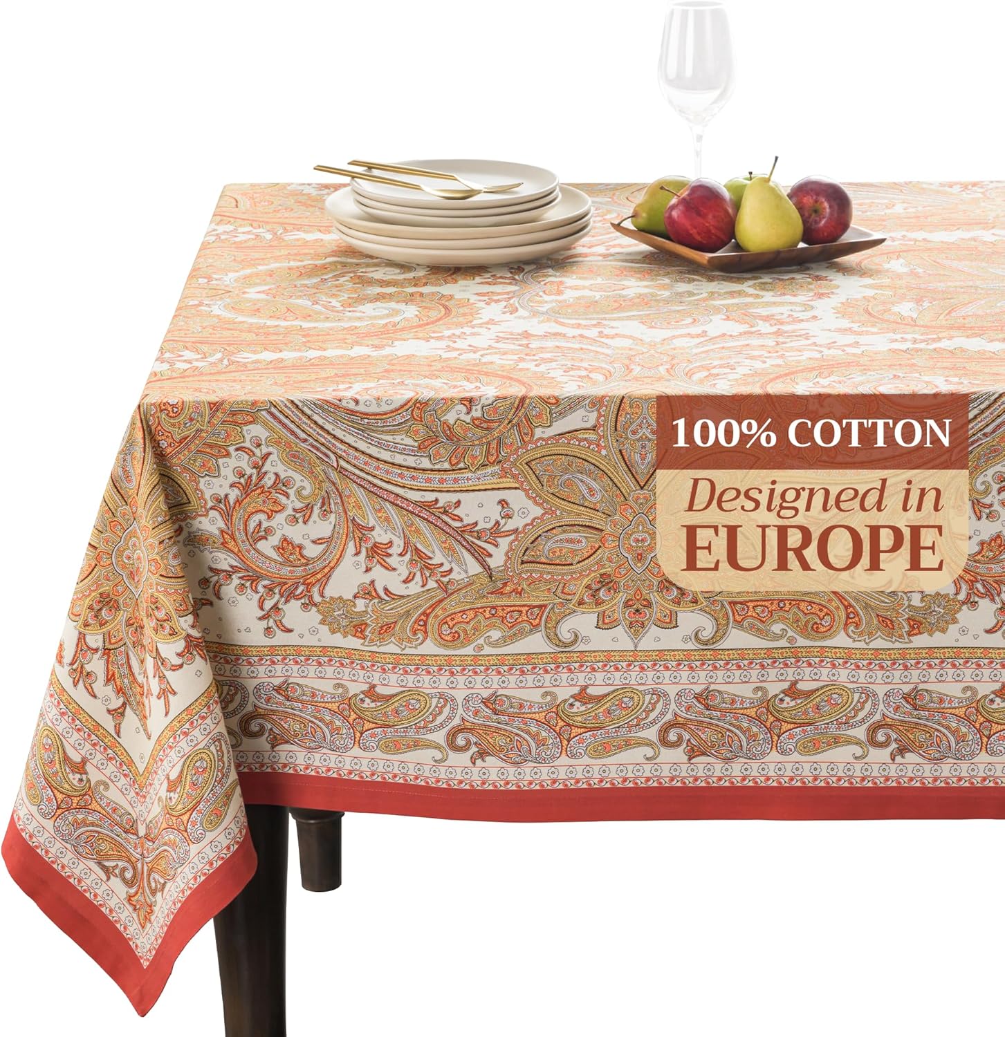 Maison d' Hermine 54x54 inch 100% cotton square tablecloth in Kashmir Paisley design on Amazon