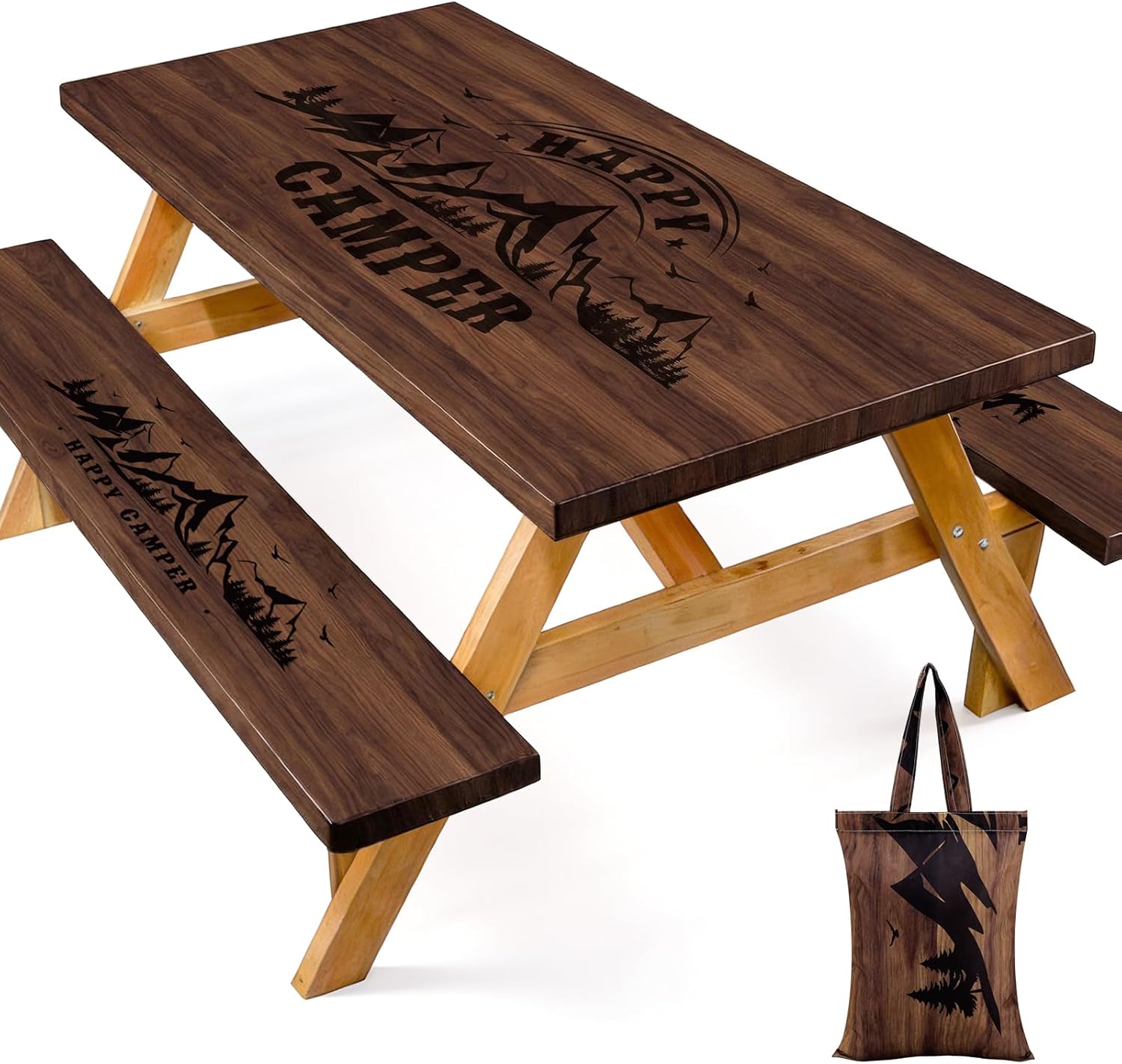 Picnic Table Cover with Bench Covers and Bag, 72in Camping T deal at Amazon
