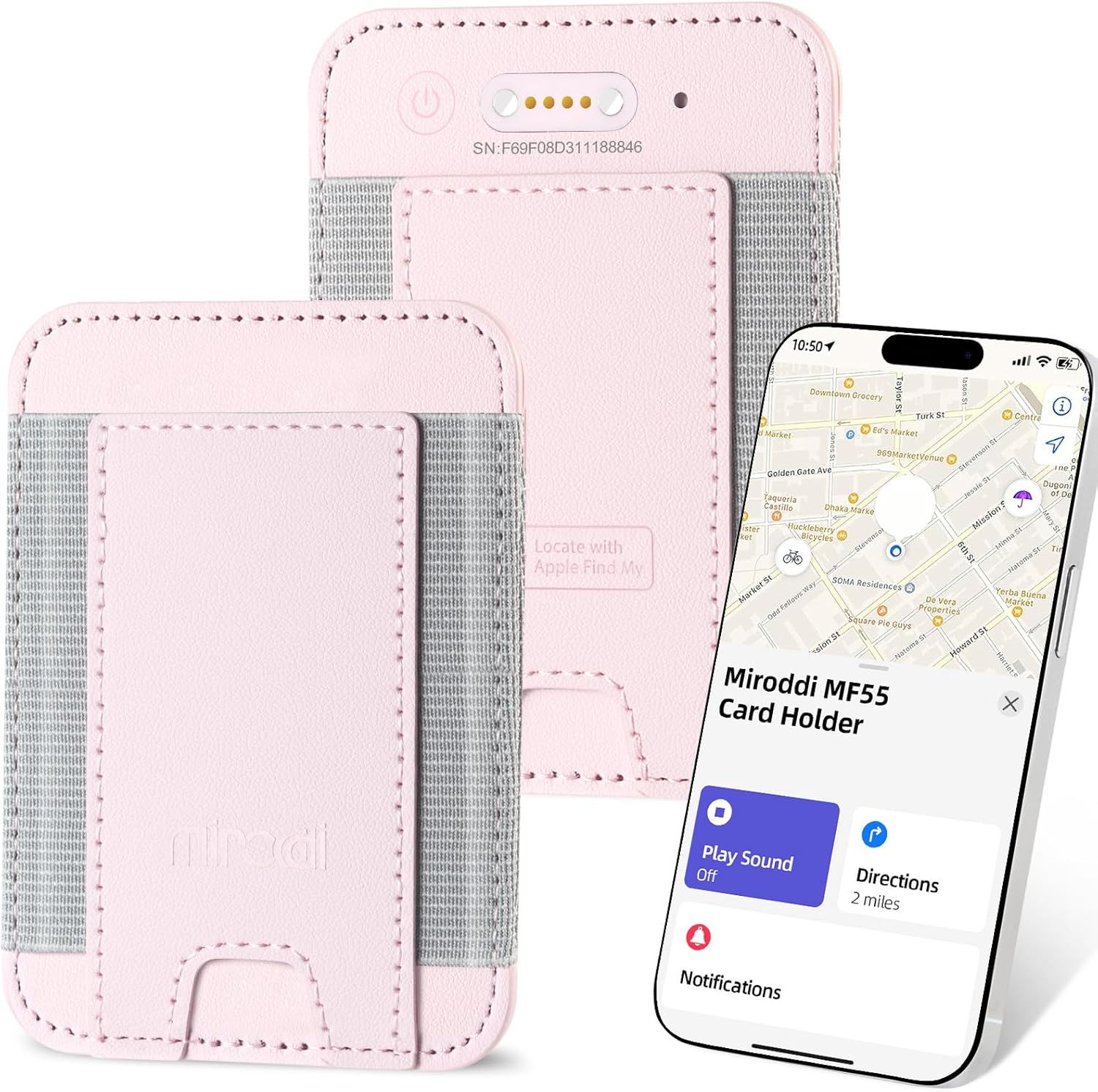 Miroddi pink leather credit card holder on Amazon