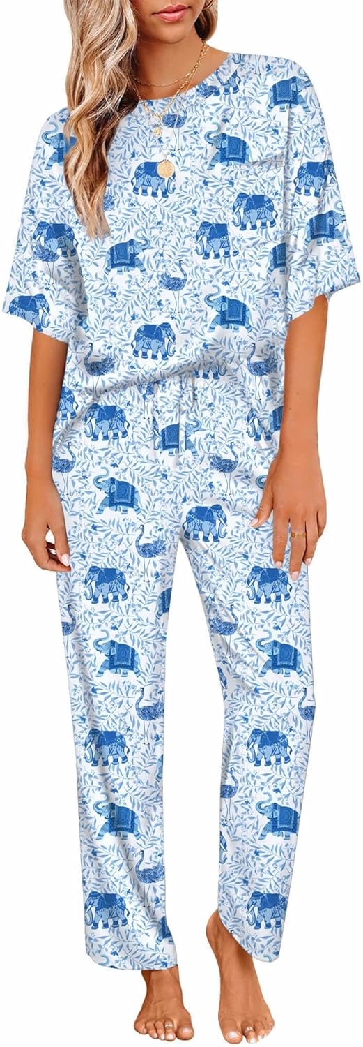 Ekouaer Womens Satin Silky Pajama Set Short Sleeve Shirt wit deal at Amazon