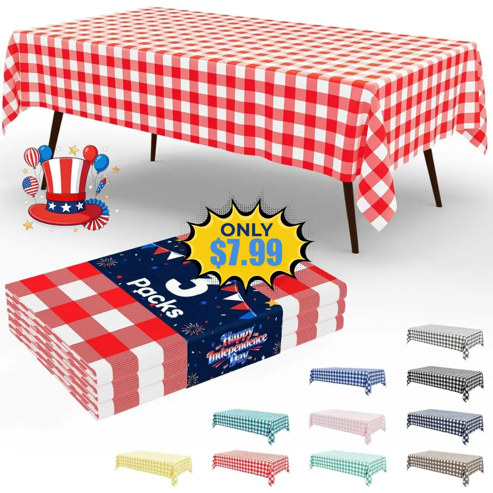 Smiry 3 Pack Red Disposable Tablecloths Deal: Save 20%