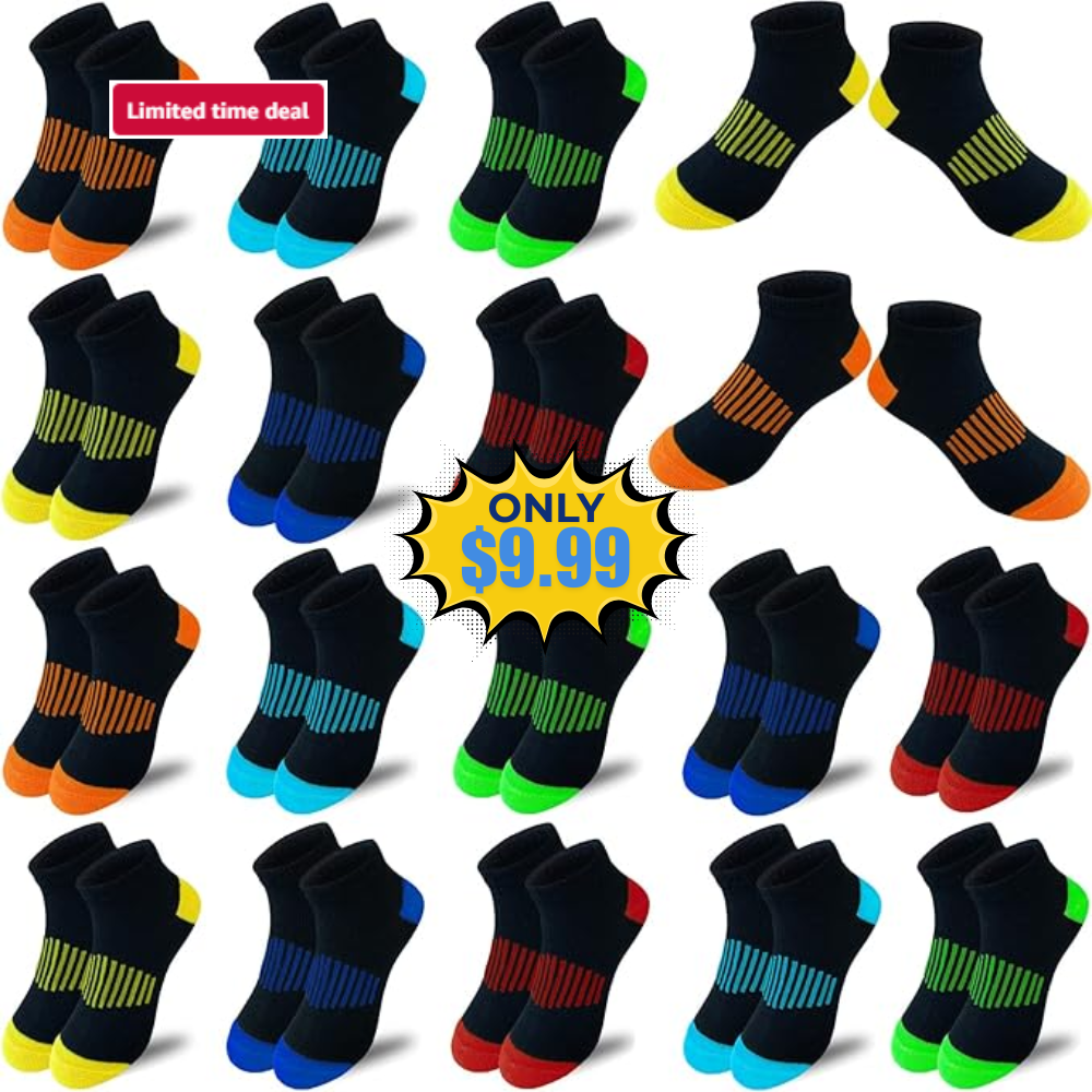 JAMEGIO 18 Pairs Kids Low Cut Socks Deal: Save 50%