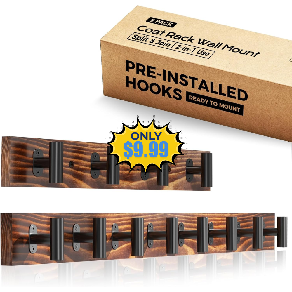 Coat Rack Wall Mount 2 Pack Deal: Save 20%