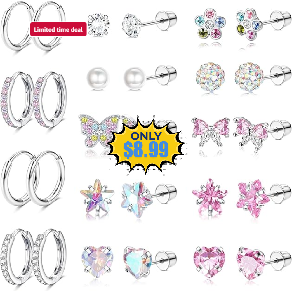 14 Pairs Hypoallergenic Earrings Deal: Save 50%