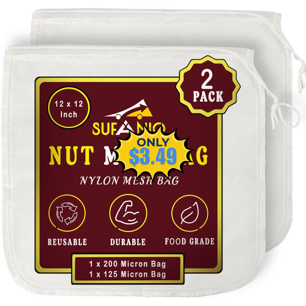 SUFANIQ Nylon Nut Milk Bag 2 Bags Deal: Save with Promo Code