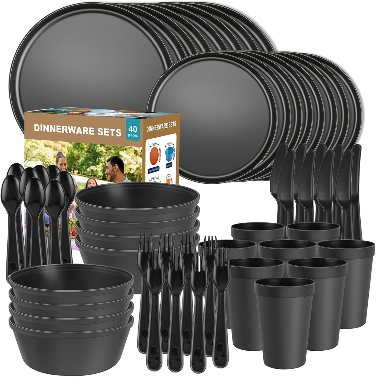 40 Piece Plastic Dinnerware Set for 8 with Cutlery, Unbreaka deal at Amazon