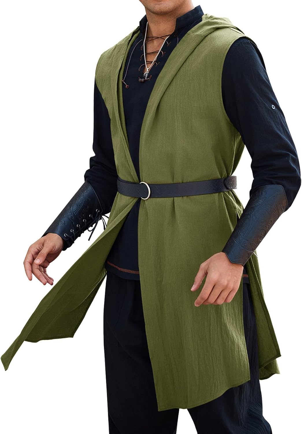 Runcati Mens Renaissance Costume Hooded Surcoat Medieval Kni deal at Amazon