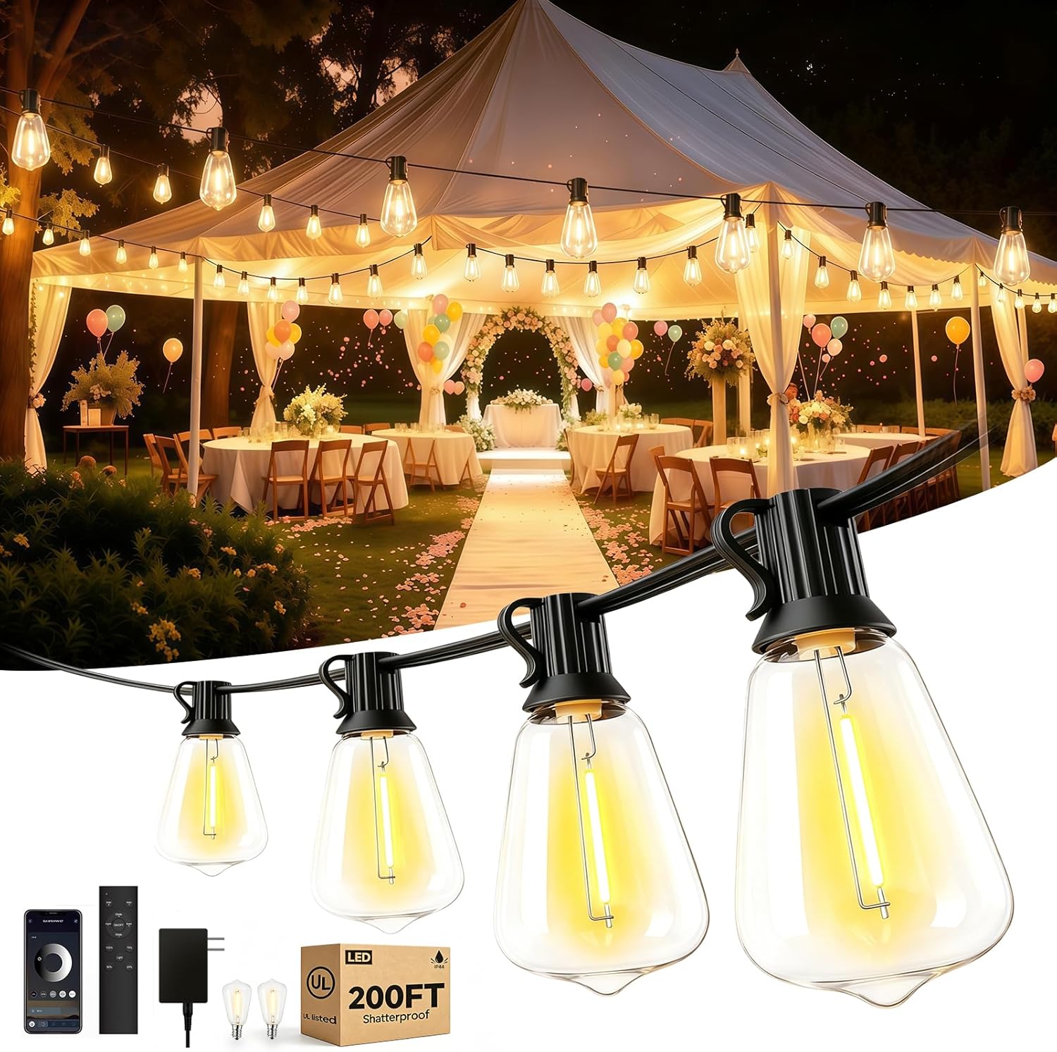 oneup Outdoor String Lights 200FT LED Patio Only $99.99 at Amazon