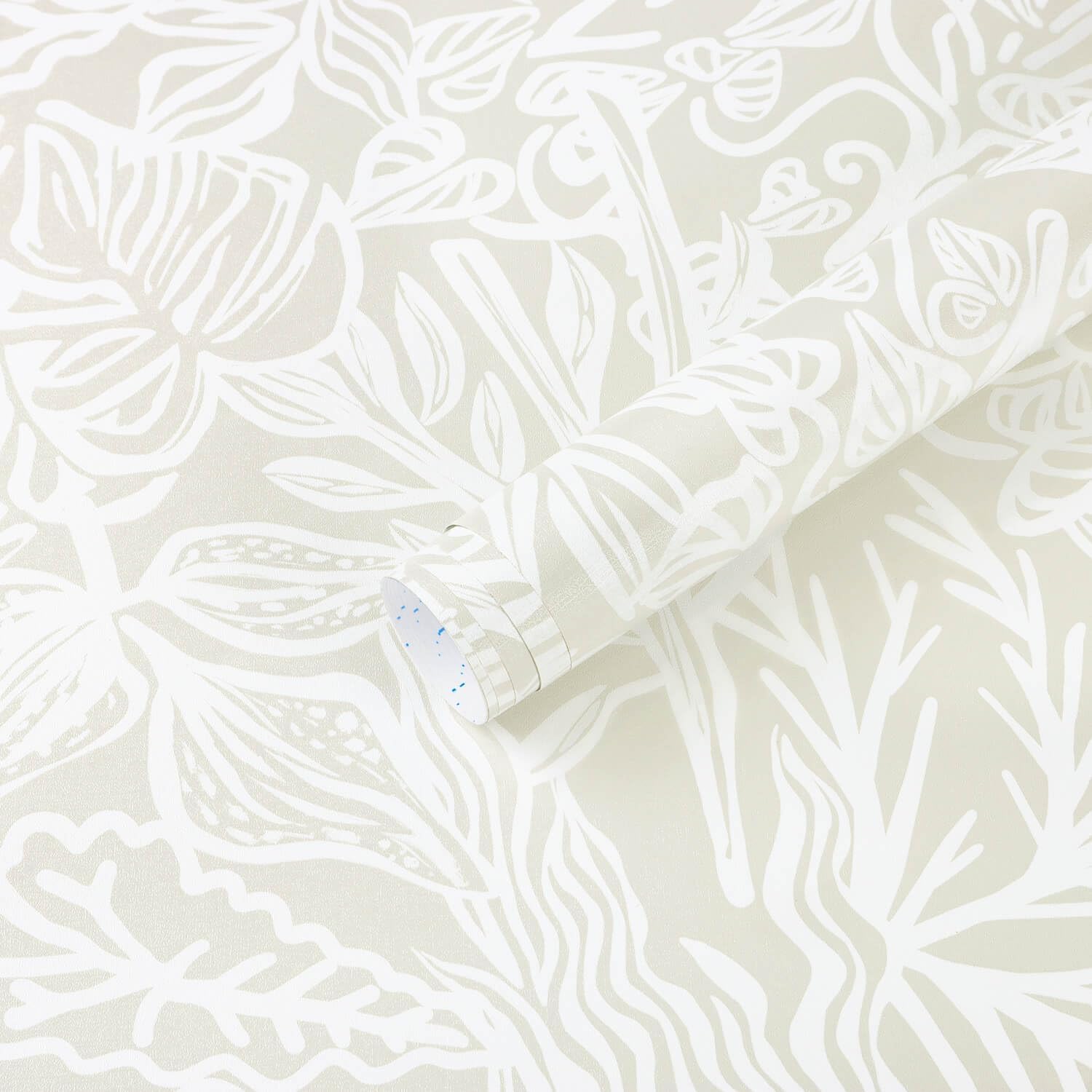 Fiula Boho Peel and Stick Wallpaper Beige/White Leaf Contact deal at Amazon