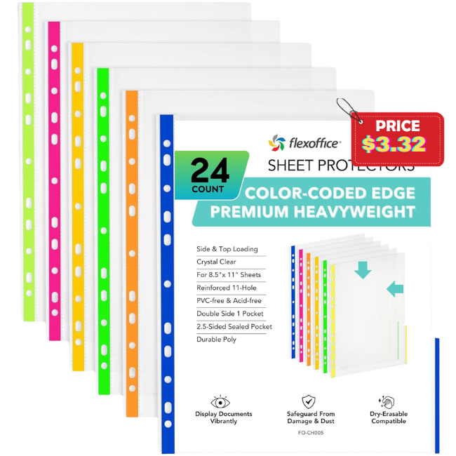 24 Pack Plastic Sheet Protectors Deal: Save at Store